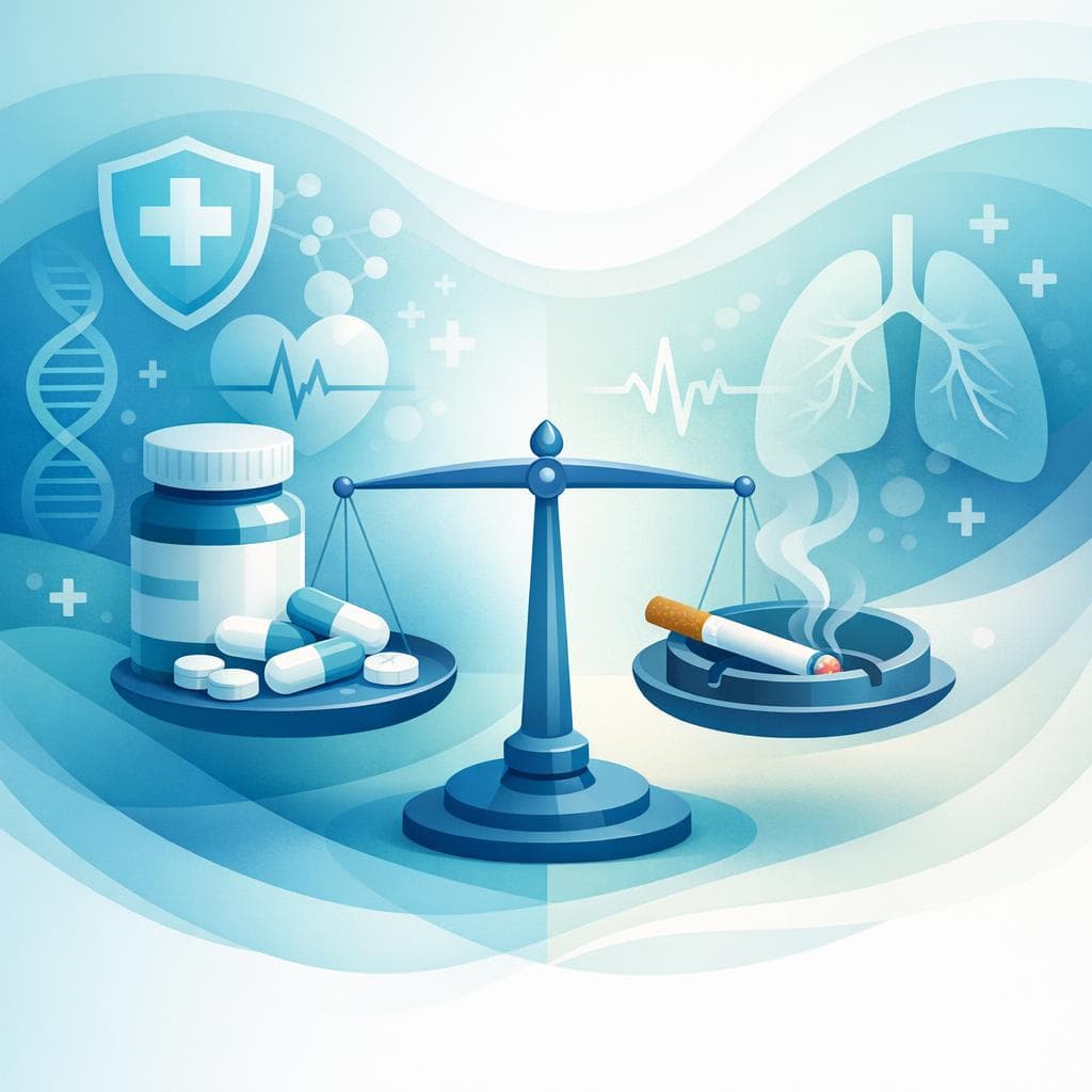 Medical illustration for Based on PubMed | Is it safe to take prednisone every day if I smoke cigarettes daily, and does smoking affect its risks or effectiveness? - Persly Health Information