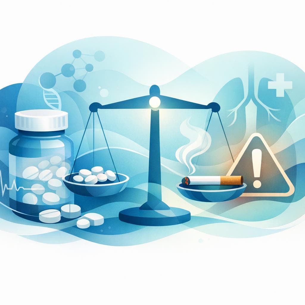 Medical illustration for Based on PubMed | Does smoking affect how prednisone should be dosed, and are there specific precautions or risks smokers should consider while taking it? - Persly Health Information