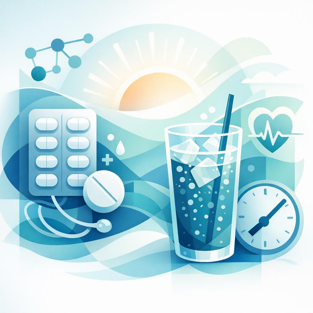 Medical illustration for 미국 NIH 자료 기반 | 아침에 프레드니손을 복용할 때 물 대신 탄산음료(소다)와 함께 먹어도 되나요? - Persly Health Information