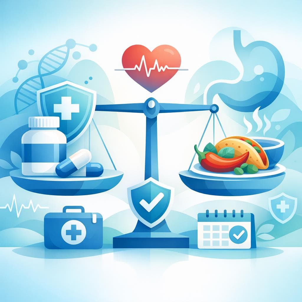 Medical illustration for 미국 NIH 자료 기반 | 프레드니손 복용 중 매운 음식을 매일 먹어도 안전한가요? - Persly Health Information