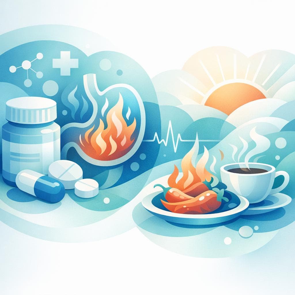 Medical illustration for 미국 NIH 자료 기반 | 프레드니손을 아침에 복용할 때 매운 음식을 함께 먹어도 괜찮나요? - Persly Health Information