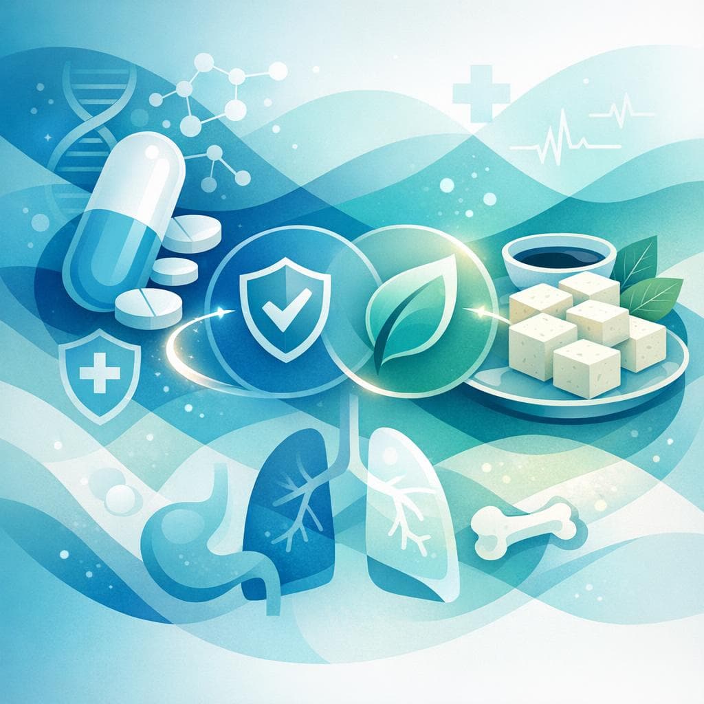 Medical illustration for Based on PubMed | Is it safe to eat tofu and other soy products while taking prednisone, or do soy-based foods interact with the medication or affect its absorption? - Persly Health Information