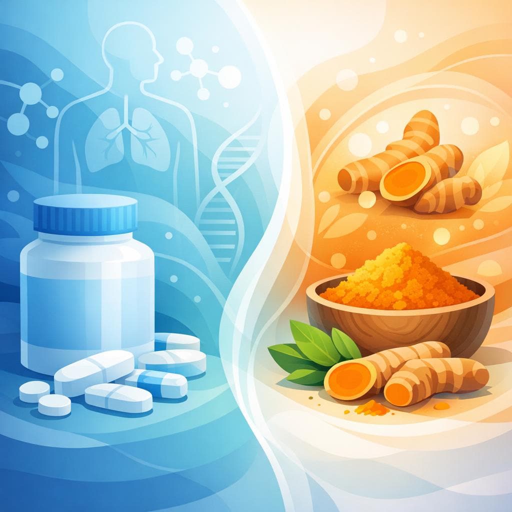 Medical illustration for Based on NIH | Is it safe to take turmeric (curcumin) supplements before starting prednisone, or should they be stopped to avoid interactions? - Persly Health Information