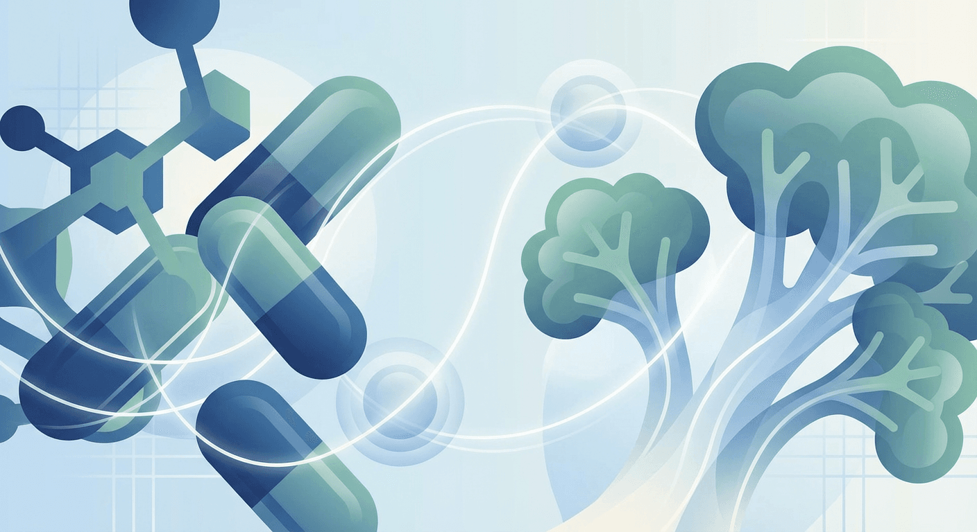 Medical illustration for PubMed 자료 기반 | 설트랄린을 복용할 때 브로콜리를 먹으면 약효나 부작용에 영향이 있나요? - Persly Health Information