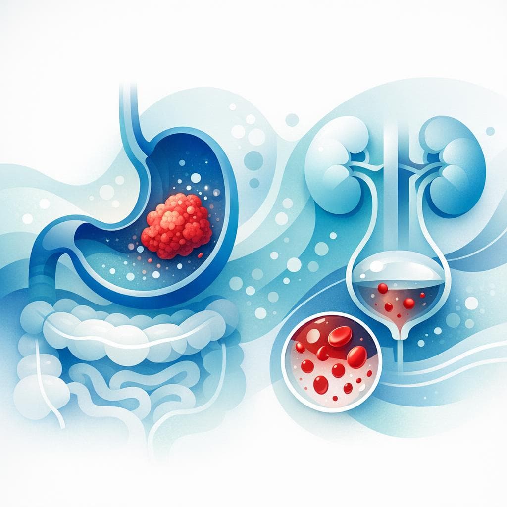 Medical illustration for Blood in urine and stomach cancer: links, causes, care - Persly Health Information