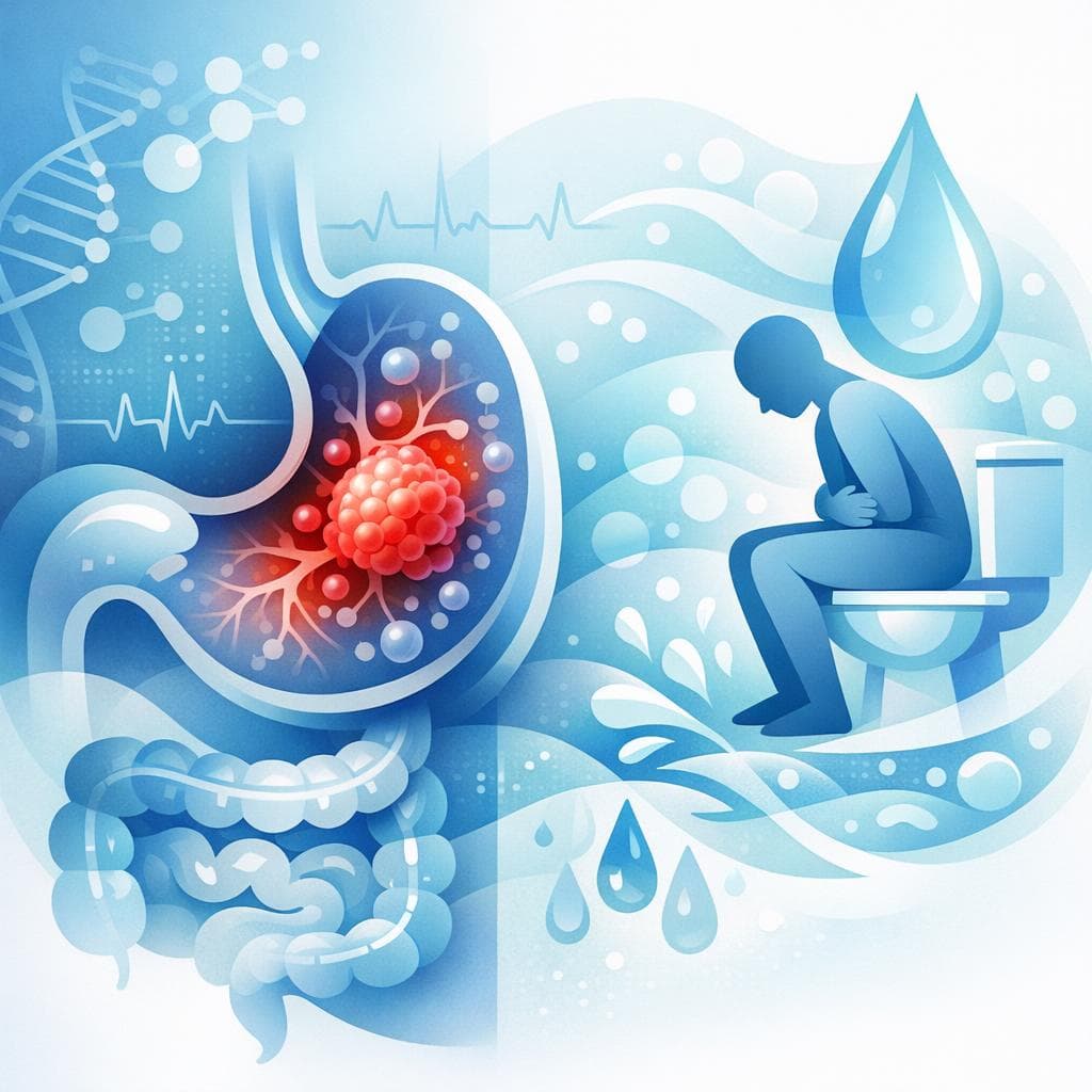 Medical illustration for Is Diarrhea a Symptom of Stomach Cancer? Causes and Care - Persly Health Information