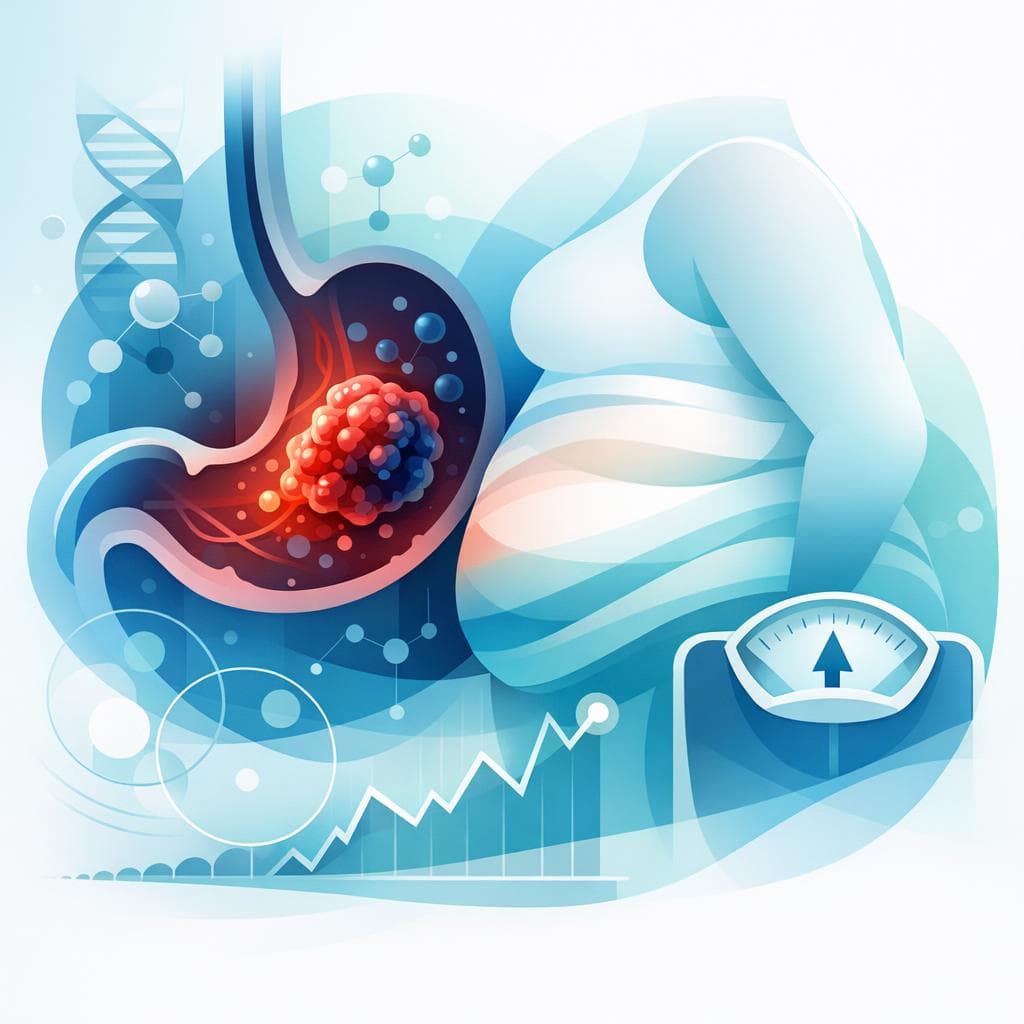 Medical illustration for Is Weight Gain a Symptom of Stomach Cancer? - Persly Health Information