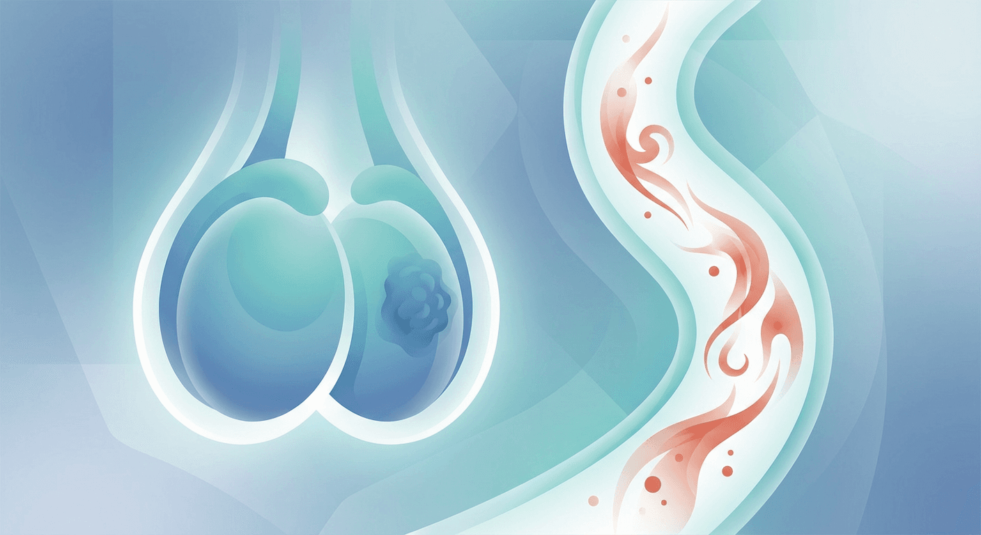 Medical illustration for Basado en OMS | ¿Puede el cáncer testicular causar sangre en las heces y qué tan común es este síntoma? - Persly Health Information