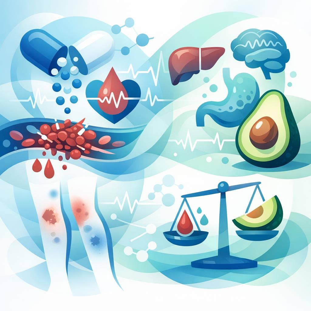 Medical illustration for Based on NIH | Do avocados interact with warfarin and increase the risk of side effects like bleeding or altered INR? - Persly Health Information