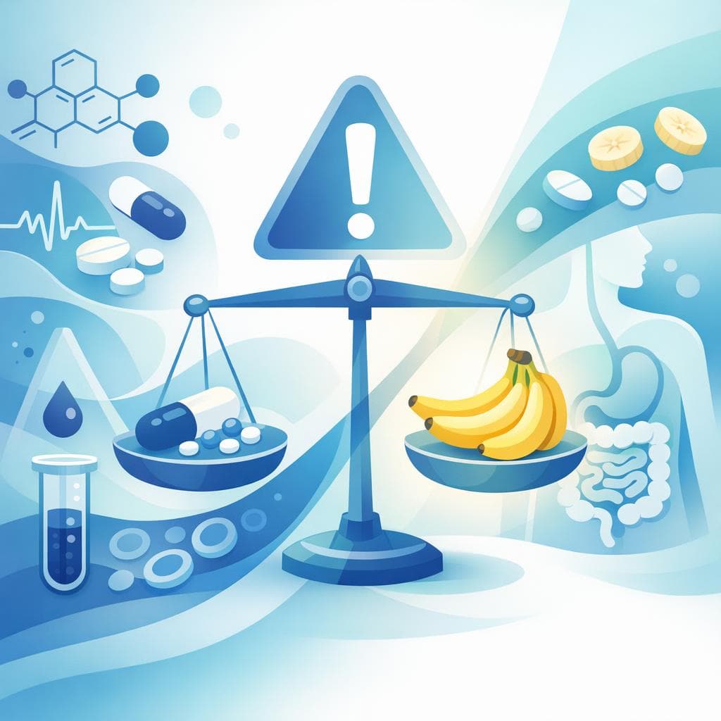 Medical illustration for Based on NIH | Do I need to be cautious about how many bananas I eat while taking warfarin, and could this affect my INR or require a dose adjustment? - Persly Health Information
