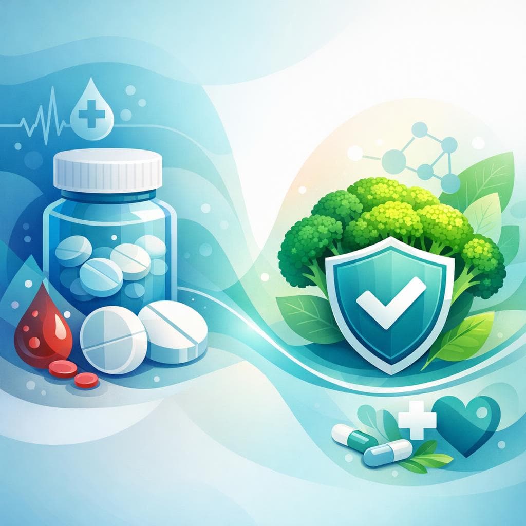 Medical illustration for Based on NIH | Is it safe to eat broccoli every day while taking warfarin, or will its vitamin K content interfere with my INR and require a dose adjustment? - Persly Health Information