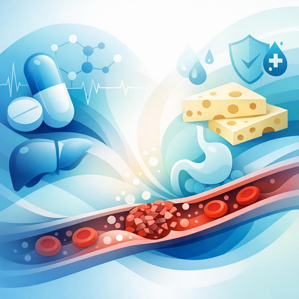 Medical illustration for Based on NIH | Is it safe to eat cheese after taking warfarin, or could it interfere with the medication’s effectiveness? - Persly Health Information