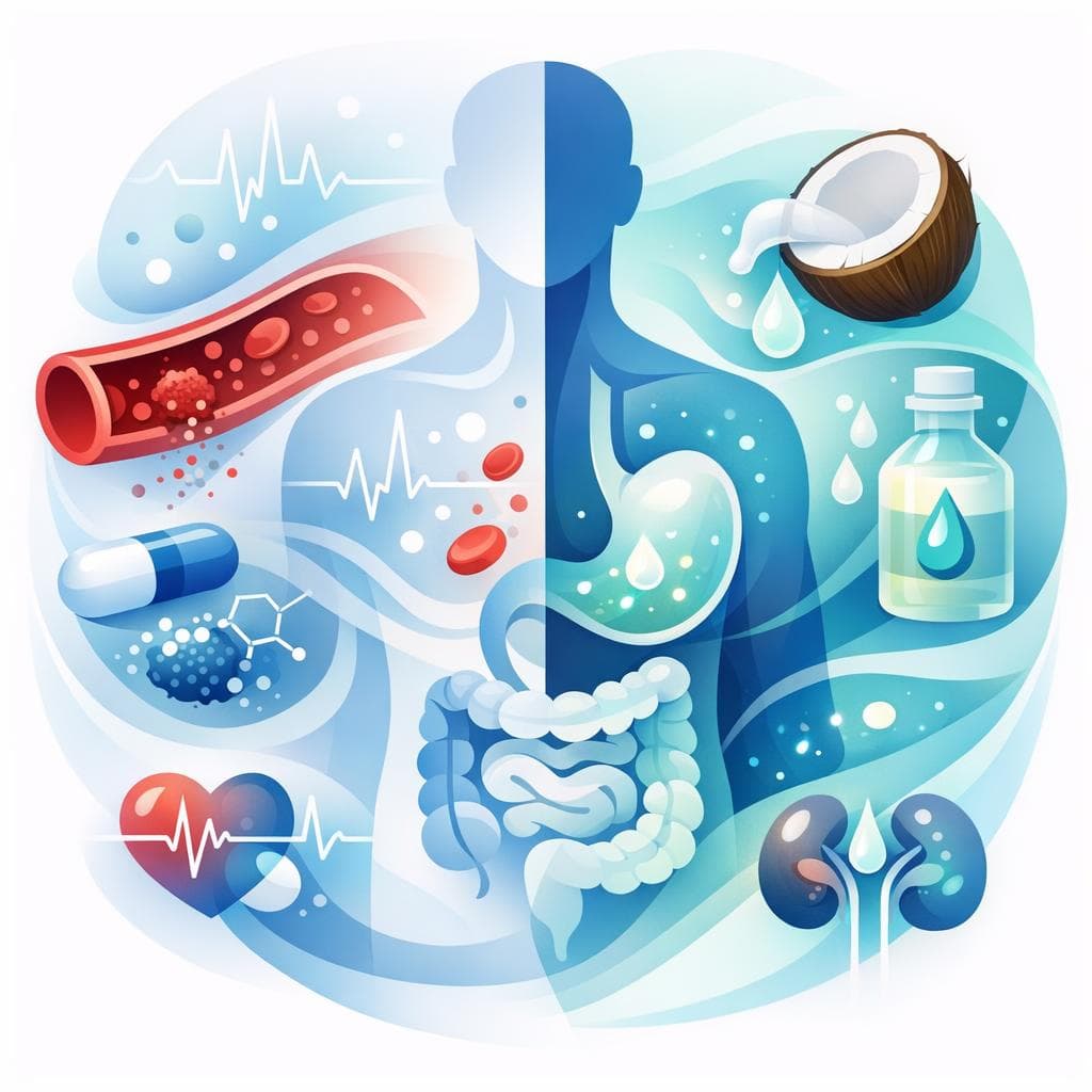 Medical illustration for 미국 NIH 자료 기반 | 와파린 복용 후 코코넛오일을 섭취하면 상호작용이 생기거나 INR에 영향을 줄 수 있나요? - Persly Health Information