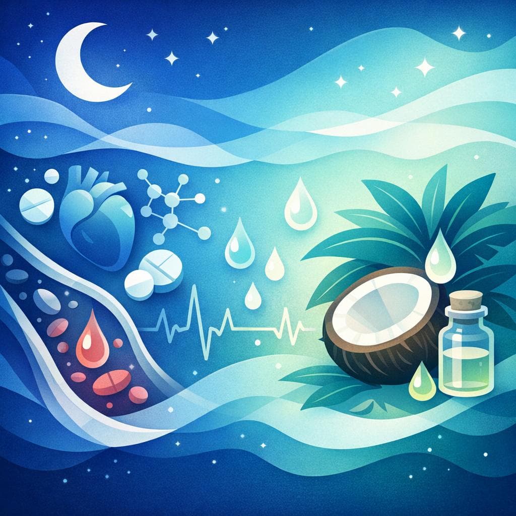 Medical illustration for Based on NIH | Is it true that taking coconut oil at night can interact with warfarin and alter my INR levels? - Persly Health Information
