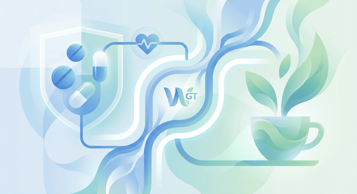 Medical illustration for Based on WHO | Is it safe to drink green tea while taking warfarin, and could it affect my INR or bleeding risk? - Persly Health Information