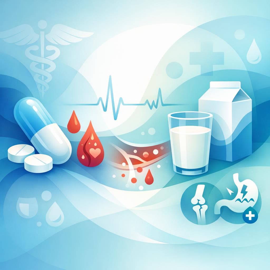 Medical illustration for Based on NIH | Does drinking milk while taking warfarin increase the risk of side effects or affect INR control? - Persly Health Information